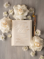 Zaproszenia ślubne Złote Glamour Listki  Minimalistyczne zaproszenia ślubne, złocone zaproszenie ślubne Proste zaproszenie na ślub Krem i Kalka 5