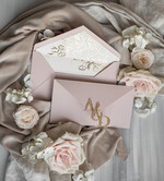 Zaproszenia ślubne Złote Glamour Eleganckie złote zaproszenia ślubne z lustrzanym monogramem, Kopertowe zaproszenie na ślub złocone, zaproszenia na ślub w stylu glamour, złote napisy na zaproszeniach ślubnych 16