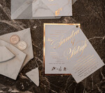 Zaproszenia ślubne Złote Glamour złote zaproszenia ślubne marmur  złocone zaproszenie na ślub marmurkowe przeźroczysta koperta z kalki4