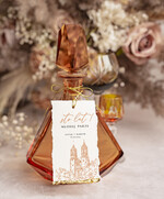 Zawieszki na butelki glamour darta zawieszka na wino weselne z platkami złota, złocona etykieta na wódkę zawieszka na alkohol weselny, zawieszka na alkohol ze złotem0