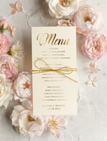 Menu glamour menu ślubne z planem posiłków, złocone i eleganckie menu weselne, dekoracja stołu weselnego menu 0