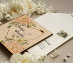 Zaproszenia ślubne Rustykalne i Natura drewniane zaproszenia na ślub rustykalne kwiatowe wzory 7