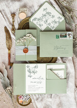 Zaproszenia ślubne Rustykalne i Natura rustykalne zaproszenia ślubne, zaproszenia z suszoną gipsówką w stylu rustykalnym, zielone zaproszenia slubne, zaproszenia ślubne z gipsówką 0