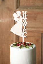 Figurki na tort / cake topper statuetki drewniane ozdoby na tort weselny   0
