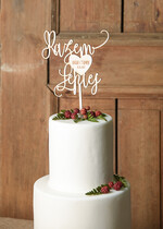 Figurki na tort / cake topper statuetki drewniane napisy na tort ślubny   1