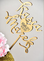 Figurki na tort / cake topper statuetki złote napisy na tort ślubny   1