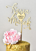 Figurki na tort / cake topper statuetki złote napisy na tort ślubny   0