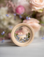 Pudełka Szkatułki na Obrączki szkatułki rustykalne białe pudełeczko na obrączki ślubne przezroczyste wieczko wasze imiona i data  żywe niezapominajki coś niebieskiego 15