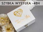 Pudełka Szkatułki na Obrączki szkatułki Białe Pudełeczko na Orbrączki Złote Npaisy Mąż i żona 0