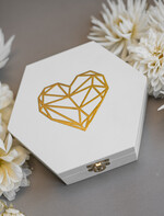 Pudełka Szkatułki na Obrączki szkatułki Białe Pudełeczko na Orbrączki Złote Npaisy Mąż i żona Oktagonalna Szkatułka na obraczki ślubne4