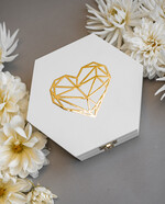 Pudełka Szkatułki na Obrączki szkatułki Białe Pudełeczko na Orbrączki Złote Npaisy Mąż i żona Oktagonalna Szkatułka na obraczki ślubne5