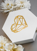 Pudełka Szkatułki na Obrączki szkatułki Białe Pudełeczko na Orbrączki Złote Npaisy Mąż i żona Oktagonalna Szkatułka na obraczki ślubne9