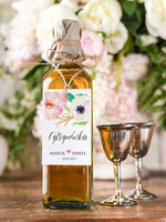 Zawieszki na butelki boho/etno/pióra etykieta na alkohol weselny, boho dowolna tresc0