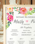 Plany stołów Plakaty Boho powitanie i usadzenie gości plan stołów weselnych, boho styl romantyczne kwiaty1
