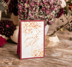 Numery na stół Glamour numerki na stoliki ślubne zlocone klasyczna elegancja złote litery jesienne wesele 1