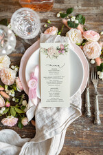 Menu botaniczne podróżnicze  ślubne menu z planem podawania dań wesenych, botaniczne z dowolną treścia1