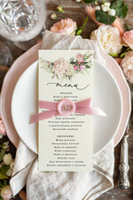 Menu botaniczne podróżnicze  ślubne menu z planem podawania dań wesenych, botaniczne z dowolną treścia2