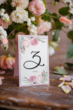 Numery na stół botaniczne podróżnicze  numerek stojak na stół weselny, kwiatowe romantyczne boho0