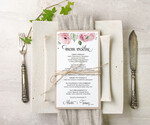 Menu akwarele menu ślubne z planem posiłków, eleganckie z wasza treścia1
