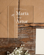 Zaproszenia ślubne Minimalistyczne Proste Zaproszenia Ślubne na pleksi giposówka Minimalistyczne zaproszenie na ślub na plexi z gipsówką 1