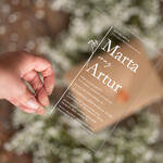 Zaproszenia ślubne Minimalistyczne Proste Zaproszenia Ślubne na pleksi giposówka Minimalistyczne zaproszenie na ślub na plexi z gipsówką 0