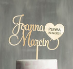 Figurki na tort / cake topper statuetki akryl nowoczesny złoty napis na tort weselny lustro złoty topper wasze imiona i data slubu0