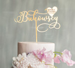 Figurki na tort / cake topper statuetki akryl błyszczący złoty napis na tort weselny personalizowany topper ślubny wasze nazwisko i imiona0