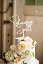 Figurki na tort / cake topper statuetki akryl personalizowany topper na tort weselny białe napisy 3