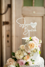 Figurki na tort / cake topper statuetki akryl personalizowany topper na tort weselny białe napisy 4