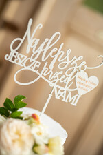 Figurki na tort / cake topper statuetki akryl biały napis ozdoba tortu weselnego 3