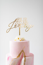 Figurki na tort / cake topper statuetki akryl błyszczący złoty topper na tort weselny personalizowany napis na tort  wasze nazwisko i imiona1