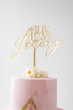 Figurki na tort / cake topper statuetki akryl błyszczący złoty topper na tort weselny personalizowany napis na tort  wasze nazwisko i imiona2