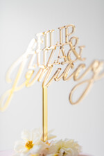 Figurki na tort / cake topper statuetki akryl błyszczący złoty topper na tort weselny personalizowany napis na tort  wasze nazwisko i imiona3