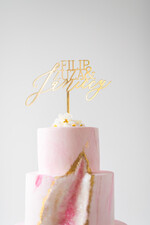 Figurki na tort / cake topper statuetki akryl błyszczący złoty topper na tort weselny personalizowany napis na tort  wasze nazwisko i imiona0