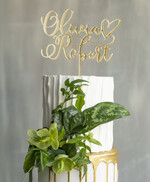 Figurki na tort / cake topper statuetki akryl złoty błyszczący topper na tort weselny eleganckie greenry wesele w pałacu 0