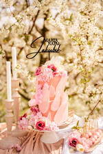 Figurki na tort / cake topper statuetki akryl czarny napisy na tort weselny ozdobny spersonalizowany topper 2