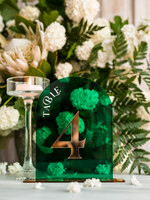 Numery na stół Akryl zielone numerki na stoły weselne, elegancka i nowoczesna forma karty dań na weselu, akrylowe zielone menu weselne, akrylowa zielona karta dań 0