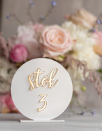 Numery na stół Akryl numery na stoły weselne eleganckie  najpiekniejsze numerki biały i złoty akryl 4