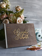 Księgi wpisów gości welurowe ksiega gosci weselnych na zdjęcia z fotobudki i polaroidy drewniana złote napisy 4