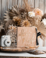 Księgi wpisów gości welurowe welurowa księga na wesele, pamiątkowa księga wpisów gości i na zdjęcia, księga na fotki z instaxa i fotobudki, welurowa księga ze złotymi napisami 0