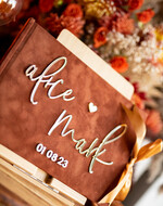 Księgi wpisów gości welurowe welurowa księga brązowo złota okładka, pamiątkowa księga gości,księga gości weselnych z imionami pary młodej, album na fotki z instaxa i fotobudki2