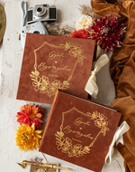 Księgi wpisów gości welurowe komplet księga i pudełko, album ślubny personalizowany i księga gości weselnych w jednym, na zdjęcia z fotobudki i zyczenia0