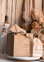 Pudełko na koperty  glamour Welurowa beżowo złota kopertówka ze złotymi napisami, beżowy cieniowany welur, pudełko na koperty, pomysł na pudełko na pieniądze podczas wesela18