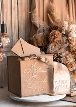 Pudełko na koperty  glamour Welurowa beżowo złota kopertówka ze złotymi napisami, beżowy cieniowany welur, pudełko na koperty, pomysł na pudełko na pieniądze podczas wesela13