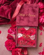 Pudełka Szkatułki na Obrączki glamour bordowe pudełeczko na obrączki ślubne wasze imiona, welurowe pudełko z kokardką, złote imiona7