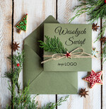 Kartki świąteczne z logo firmy natural kartki świąteczne dla firm z logo, ręcznie robione0