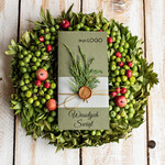 Kartki świąteczne z logo firmy natural kartka świąteczna z twoim logo, naturalne ze wstążką0