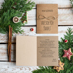 Kartki świąteczne z logo firmy Retro/nowoczesne firmowe kartki świąteczne z logo firmy, białe kartki świąteczne z grafiką i sznurkiem1