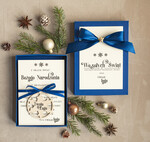 Kartki świąteczne z logo firmy kartka pudełko Biznesowe kartki świąteczne z logo w pudełku śniezka bombką na choinkę- drewniane zawieszki na choinkę prezent dla klientów0