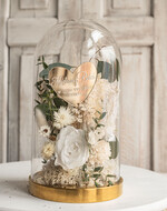 Prezenty dla Babci i Dziadka Prezenty dla Babci Upominek dla Dziadków flowerbox , prezent dla babci zielono biały naturalny flowerbox szklana kopuła z kwiatami, suszone kwiaty w szkle, wieczna róza biała 2